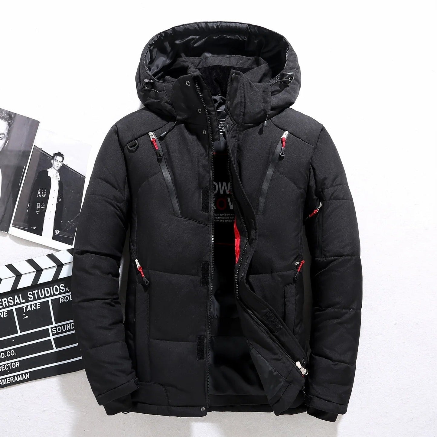 Dicke Warme Winterjacke mit Fell Innenfutter und Kapuze für Herren | Perfekt für Outdoor-Aktivitäten 0