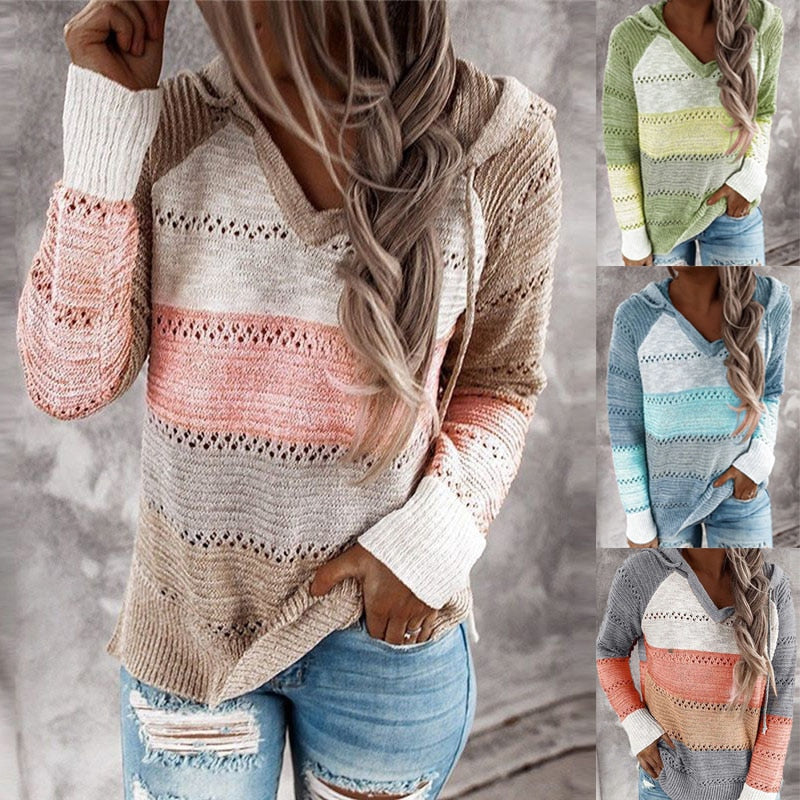 Dottie - Bequemer Patchwork-Pullover mit Kapuze 1