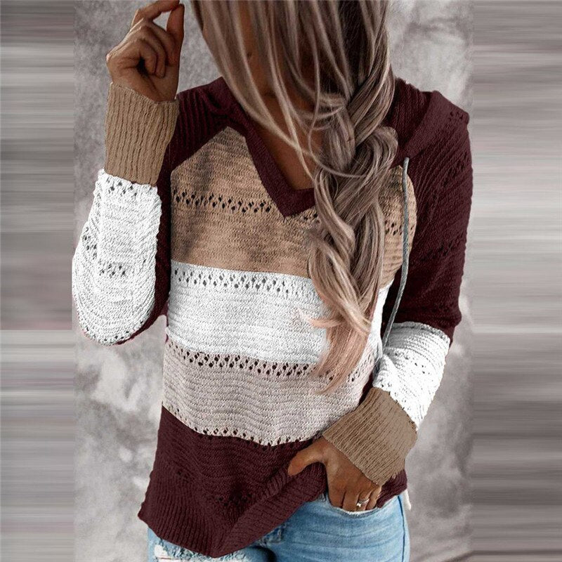 Dottie - Bequemer Patchwork-Pullover mit Kapuze 2