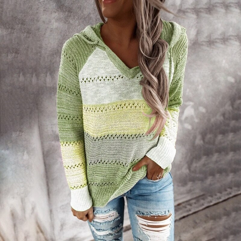 Dottie - Bequemer Patchwork-Pullover mit Kapuze 4