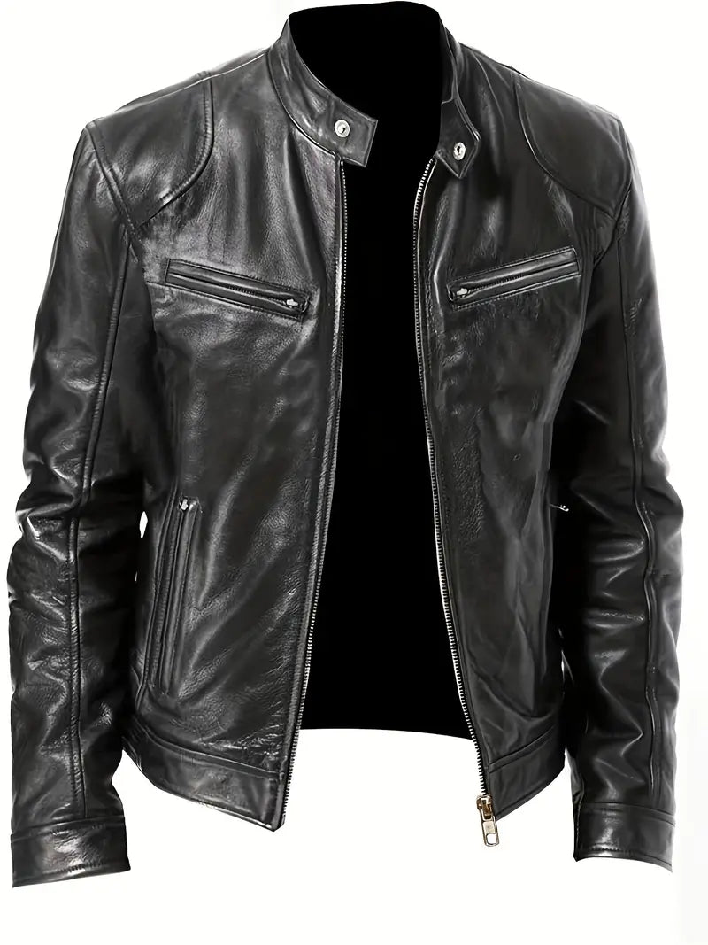 Elegante Lederjacke mit Taschen für Herren | Chic und Perfekt für den Alltag 0