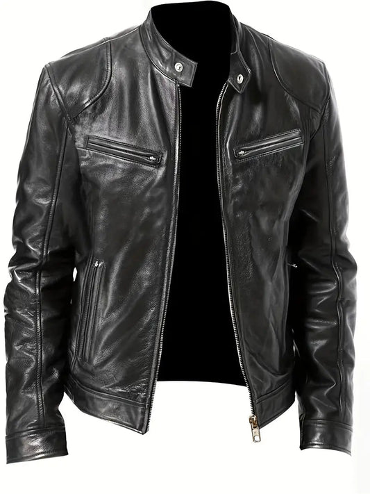 Elegante Lederjacke mit Taschen für Herren | Chic und Perfekt für den Alltag 0