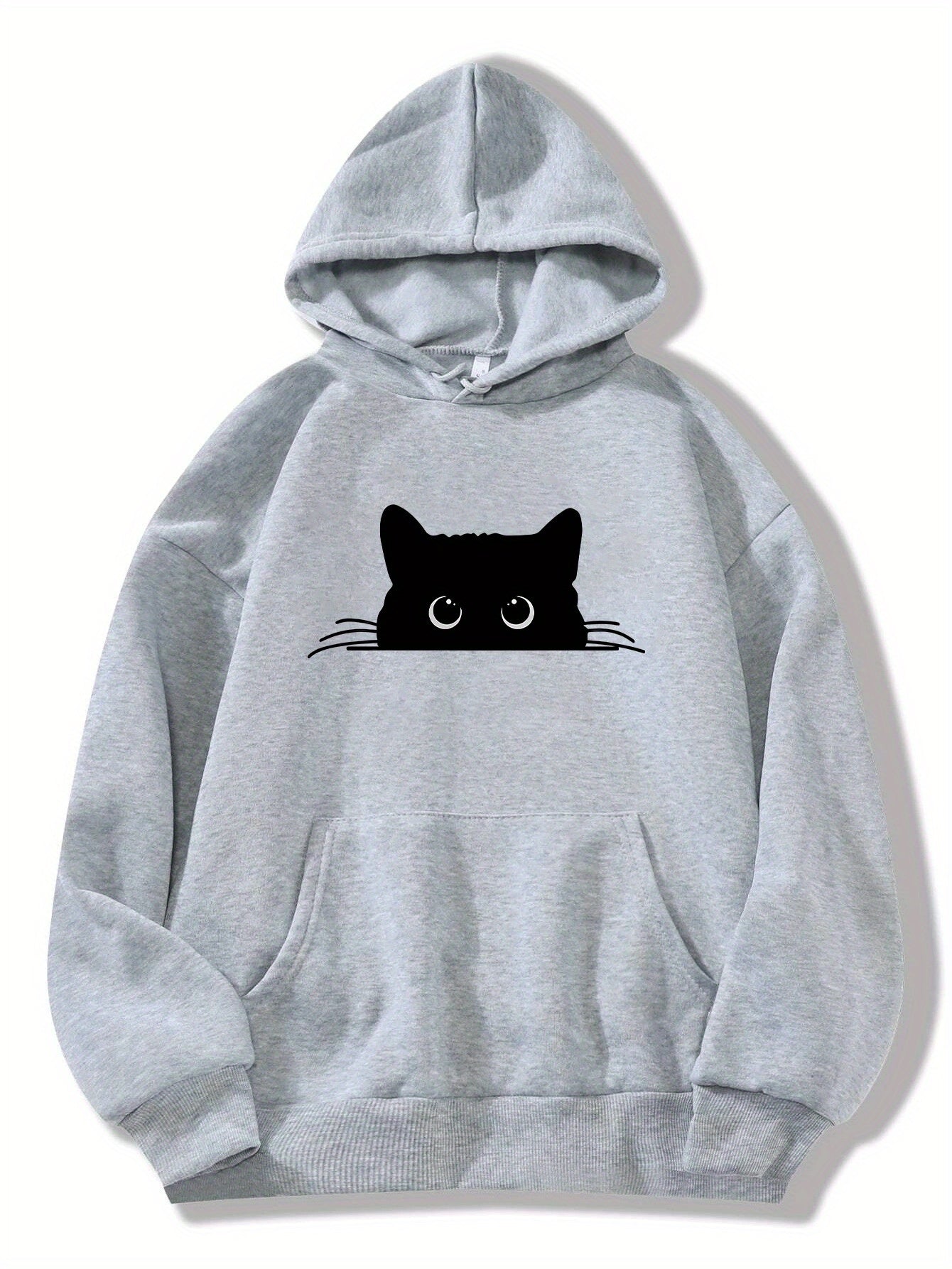 Eleganter Sweat-Pullover-Hoodie mit Katzenprint und Kapuze für Women | Ideal für den Alltag 3