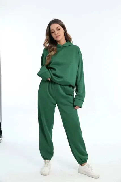 Eloise - Solide zweiteilige Sets Übergroßer Trainingsanzug Hoodie 1