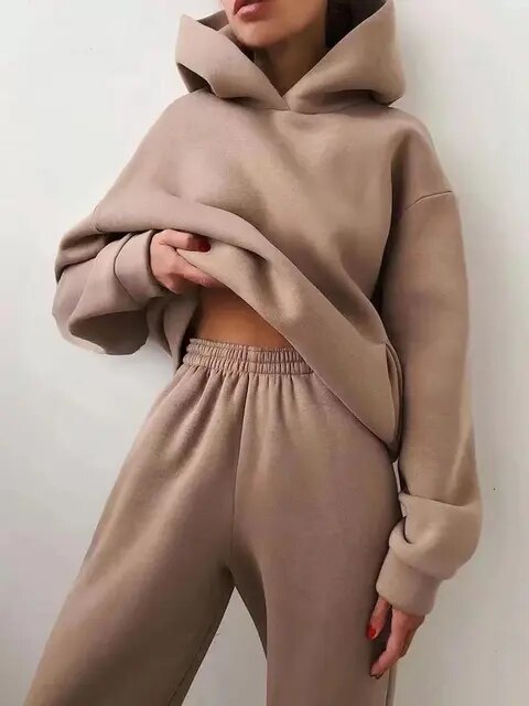 Eloise - Solide zweiteilige Sets Übergroßer Trainingsanzug Hoodie 12