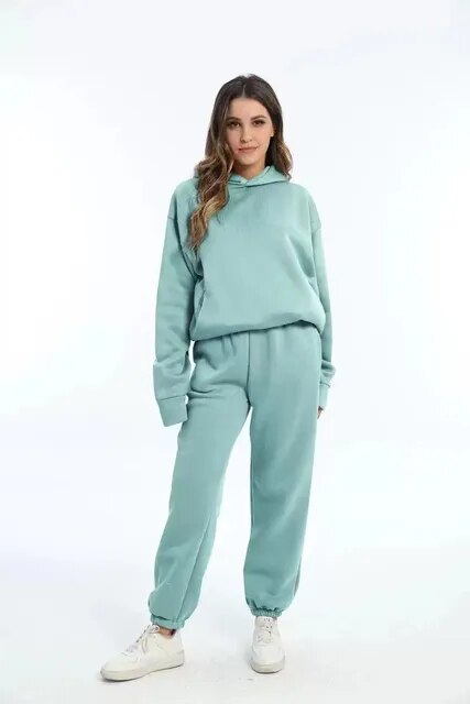Eloise - Solide zweiteilige Sets Übergroßer Trainingsanzug Hoodie 2