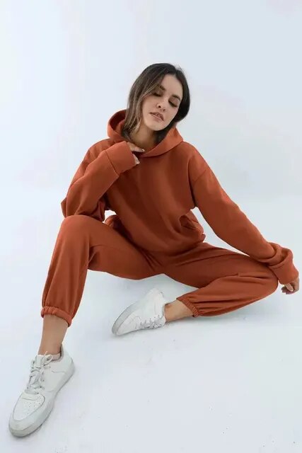 Eloise - Solide zweiteilige Sets Übergroßer Trainingsanzug Hoodie 3