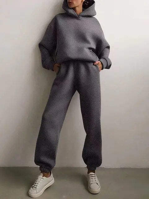 Eloise - Solide zweiteilige Sets Übergroßer Trainingsanzug Hoodie 4