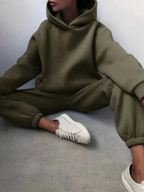 Eloise - Solide zweiteilige Sets Übergroßer Trainingsanzug Hoodie 5