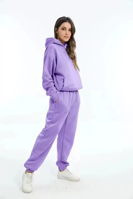 Eloise - Solide zweiteilige Sets Übergroßer Trainingsanzug Hoodie 7