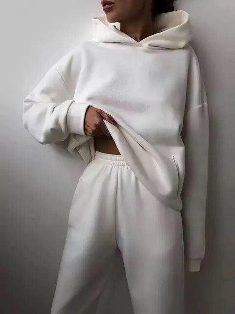 Eloise - Solide zweiteilige Sets Übergroßer Trainingsanzug Hoodie 9