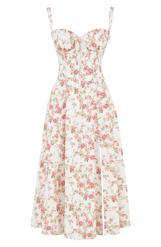 Floral Bustier Midriff Taille Shaper Kleid 0
