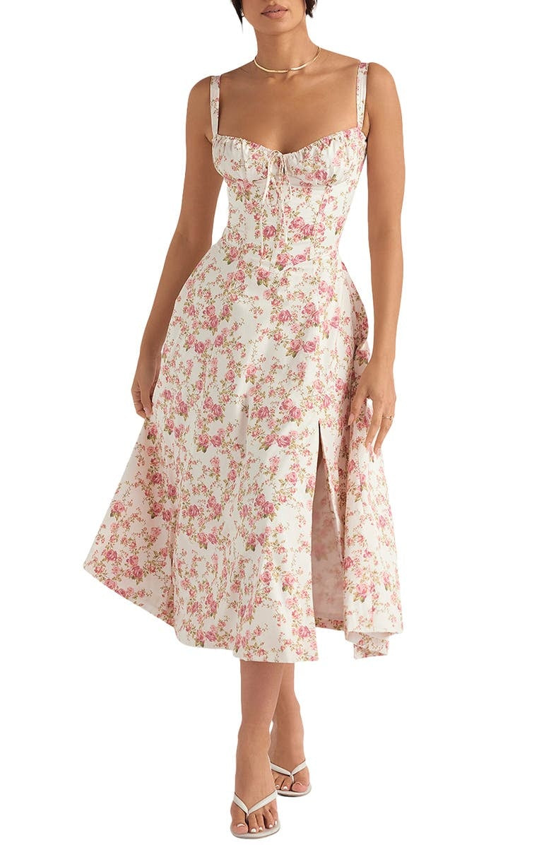 Floral Bustier Midriff Taille Shaper Kleid 1