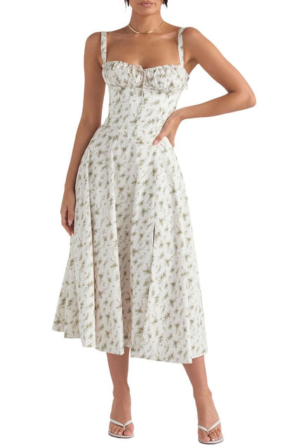 Floral Bustier Midriff Taille Shaper Kleid 11
