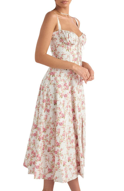 Floral Bustier Midriff Taille Shaper Kleid 2