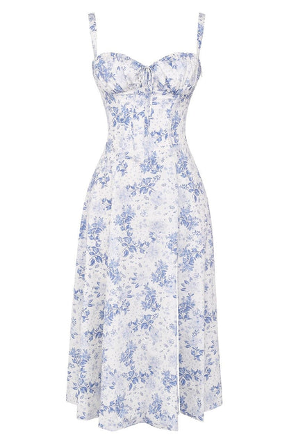 Floral Bustier Midriff Taille Shaper Kleid 4