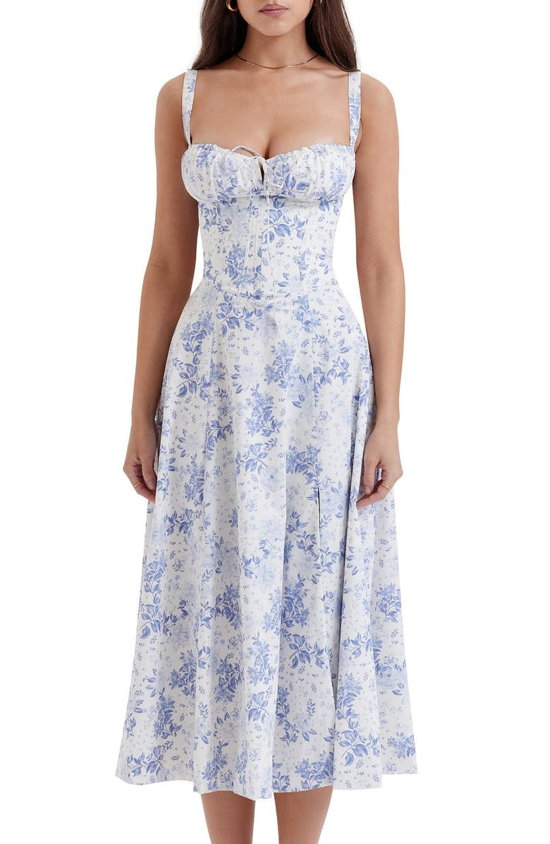 Floral Bustier Midriff Taille Shaper Kleid 5