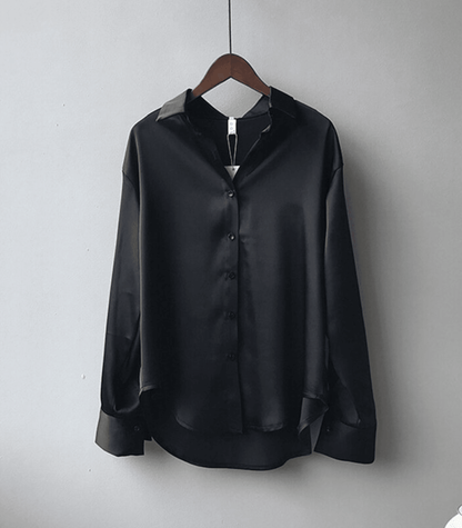 Geknöpfte Satin-Seidenbluse 6