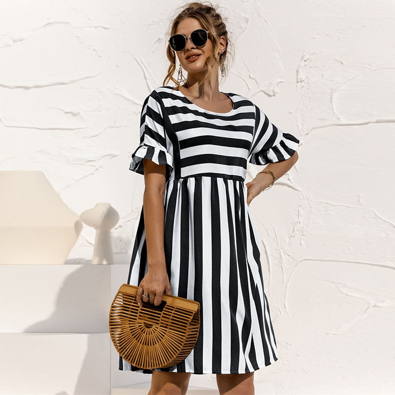 Gestreiftes Kleid für Damen 0