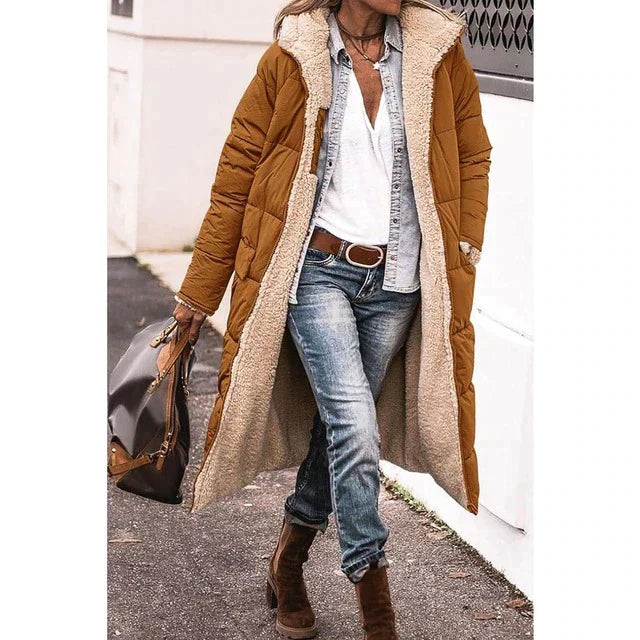 Hazell - Reversible Sherpa Fleece lange Puffermäntel mit Kapuze Oberbekleidung 0