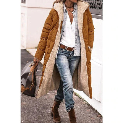 Hazell - Reversible Sherpa Fleece lange Puffermäntel mit Kapuze Oberbekleidung 0