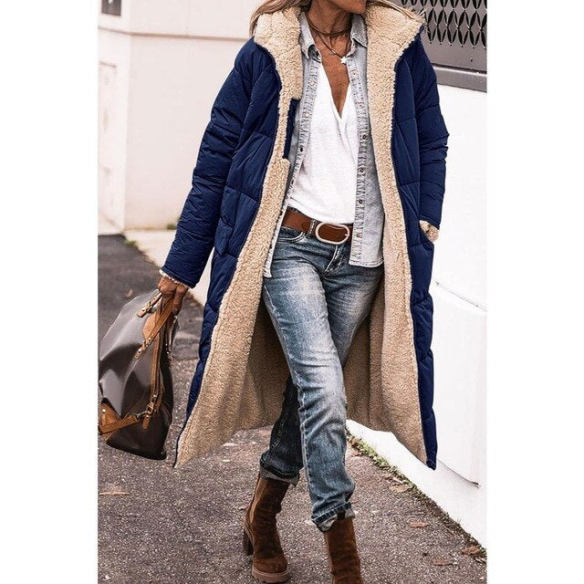 Hazell - Reversible Sherpa Fleece lange Puffermäntel mit Kapuze Oberbekleidung 1