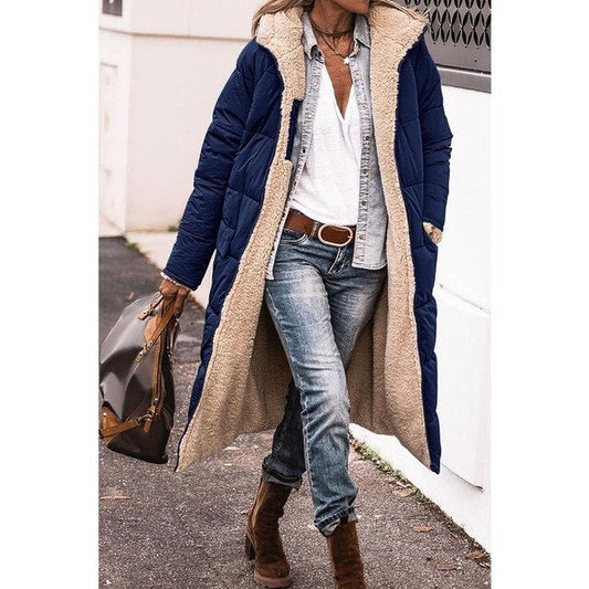 Hazell - Reversible Sherpa Fleece lange Puffermäntel mit Kapuze Oberbekleidung 1