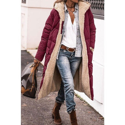 Hazell - Reversible Sherpa Fleece lange Puffermäntel mit Kapuze Oberbekleidung 2