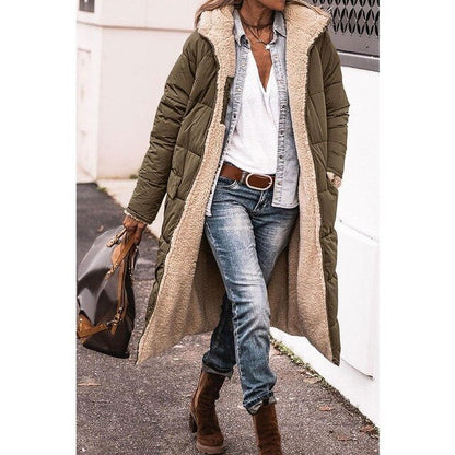 Hazell - Reversible Sherpa Fleece lange Puffermäntel mit Kapuze Oberbekleidung 3