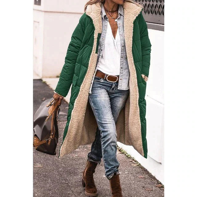 Hazell - Reversible Sherpa Fleece lange Puffermäntel mit Kapuze Oberbekleidung 4