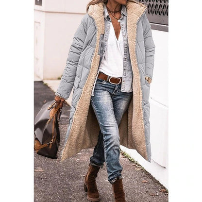 Hazell - Reversible Sherpa Fleece lange Puffermäntel mit Kapuze Oberbekleidung 5