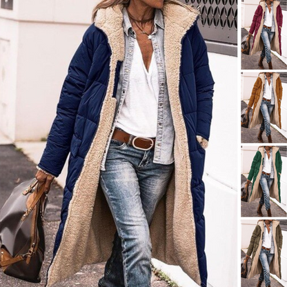 Hazell - Reversible Sherpa Fleece lange Puffermäntel mit Kapuze Oberbekleidung 7