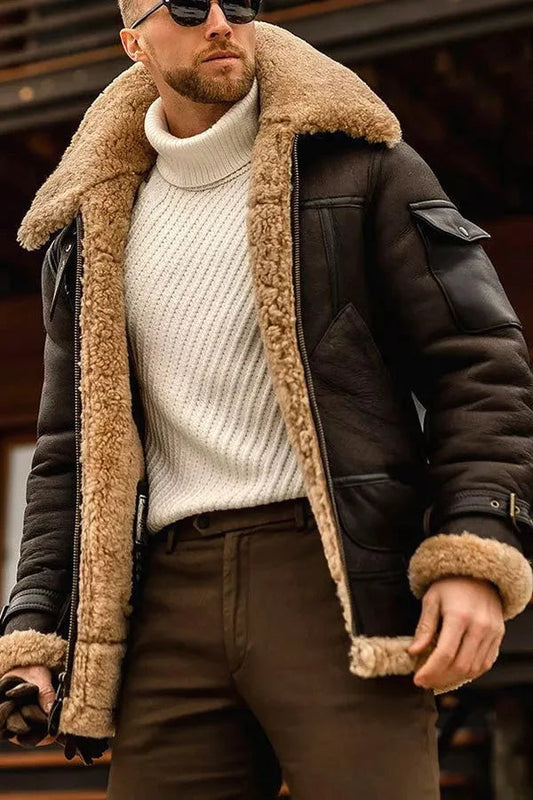Herren Camel Stilvolle fliegende Lederjacke 1