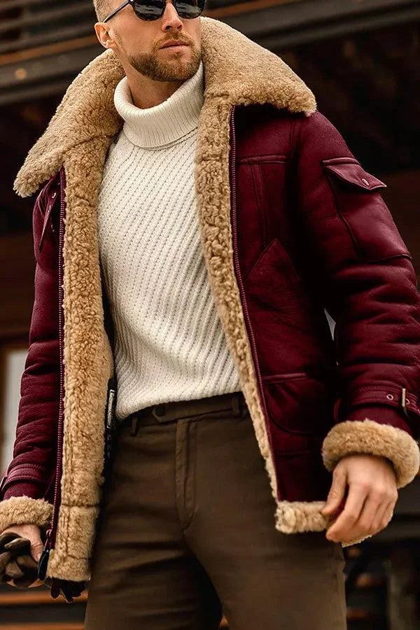 Herren Camel Stilvolle fliegende Lederjacke 2