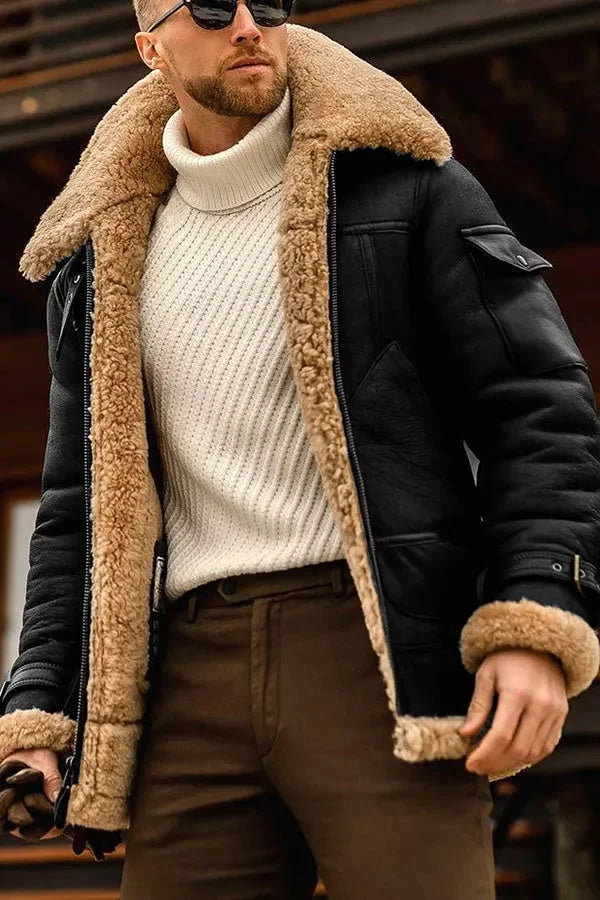 Herren Camel Stilvolle fliegende Lederjacke 3