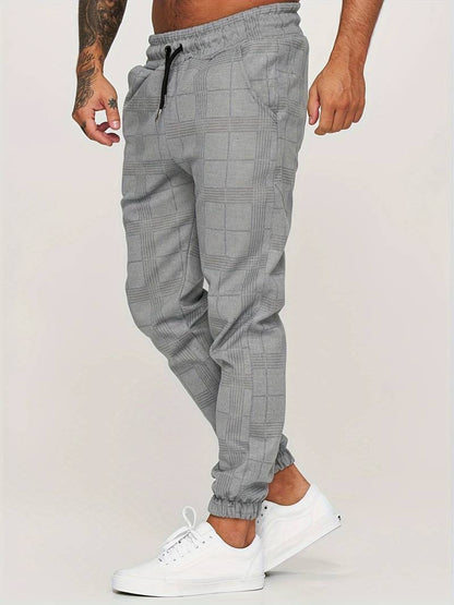 Herren Jogginghose mit Karomuster – Slim Fit Trainingshose mit Bündchen 2