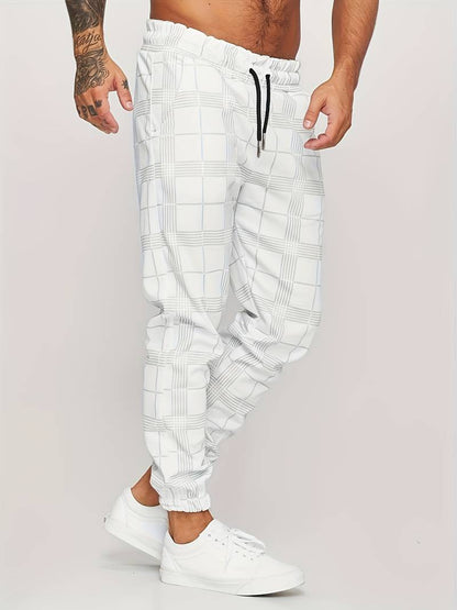 Herren Jogginghose mit Karomuster – Slim Fit Trainingshose mit Bündchen 5