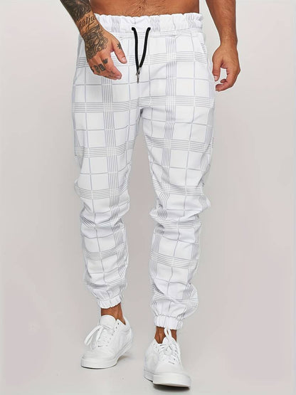 Herren Jogginghose mit Karomuster – Slim Fit Trainingshose mit Bündchen 8