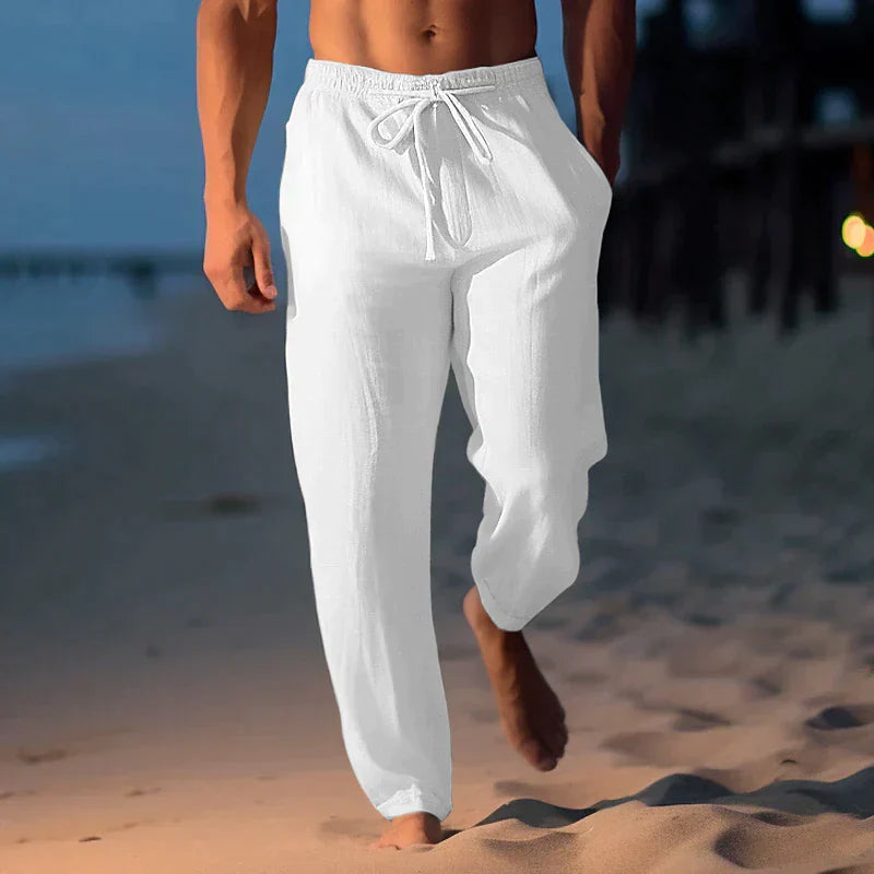 Herren Sommerhose aus Leinen – Leichte Freizeithose mit Kordelzug für Strand & Alltag 2