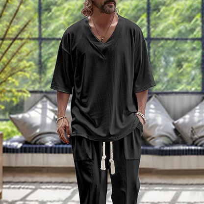 Herrenhemd und Hose Leinenanzug | Baggy Kleidung 5