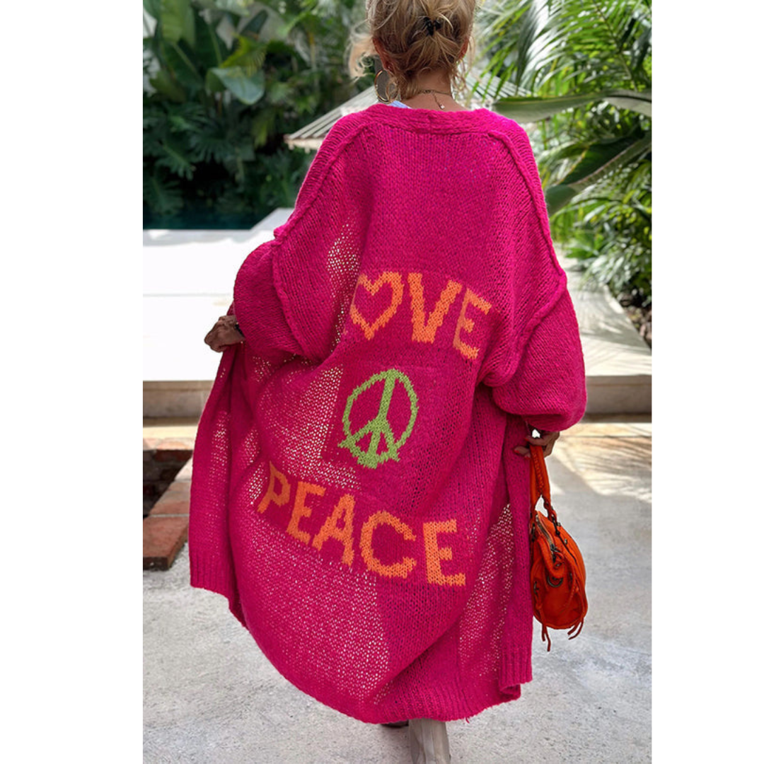 Irene - Stylische peace strickjacke 1
