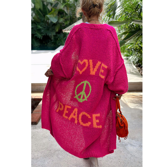 Irene - Stylische peace strickjacke 1
