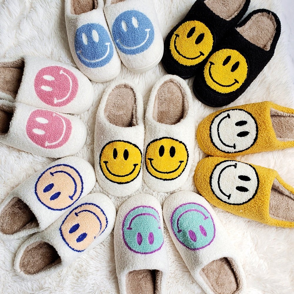 Isabell Großes Smiley Muster Pelzpantoffel 2
