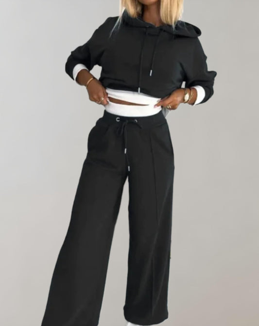 Ivah | 2-teiliges Set aus Kapuzenpullover und weit geschnittener Hose 0