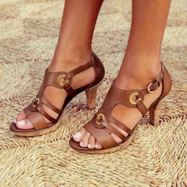 Kaelin | Stylische Ledersandalen mit modischem Blockabsatz für Frauen 1