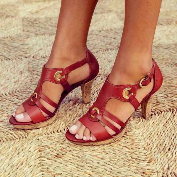 Kaelin | Stylische Ledersandalen mit modischem Blockabsatz für Frauen 2