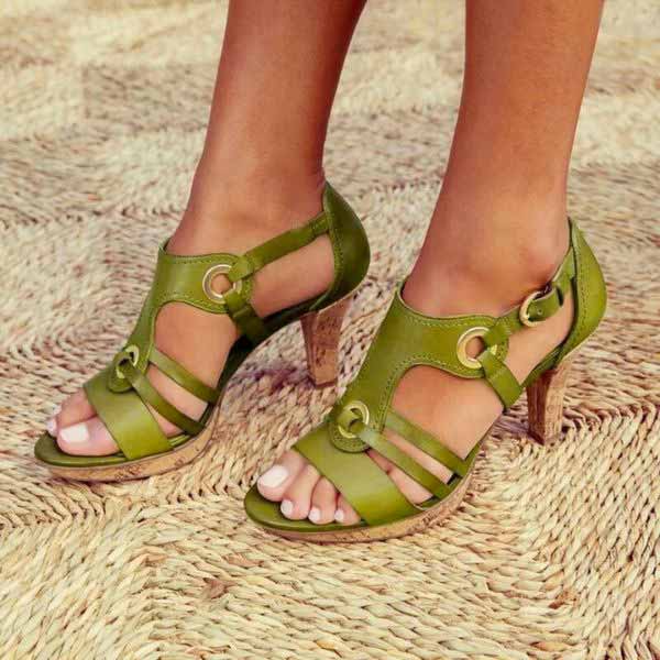 Kaelin | Stylische Ledersandalen mit modischem Blockabsatz für Frauen 3