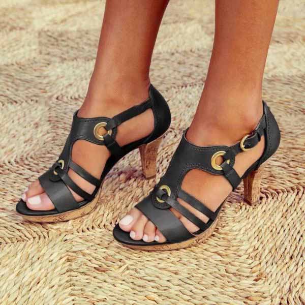 Kaelin | Stylische Ledersandalen mit modischem Blockabsatz für Frauen 4