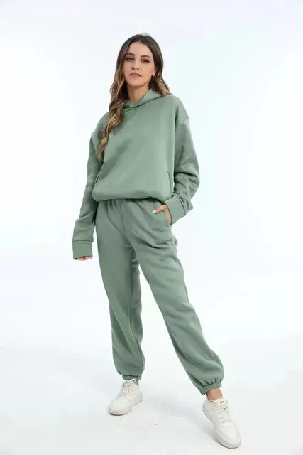 Kapuzenpulli und Jogginghosen Set für Damen 0