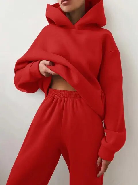 Kapuzenpulli und Jogginghosen Set für Damen 8